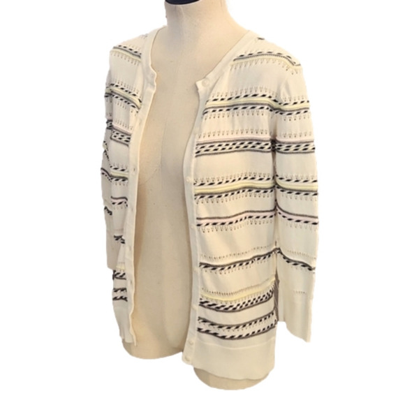 WOMENS Merona white with soft stripes of color cardigan size XS. - Picture 5 of 14